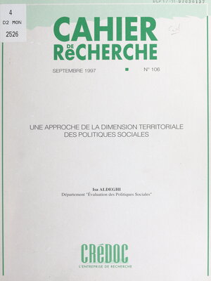 cover image of Une approche de la dimension territoriale des politiques sociales